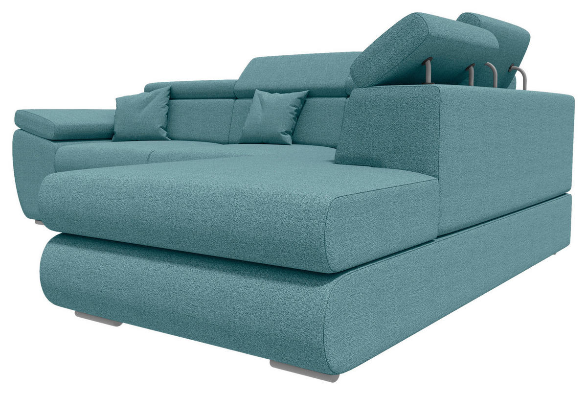 ECKSOFA Petrol Struktur  - Chromfarben/Petrol, KONVENTIONELL, Kunststoff/Textil (282/205cm) - Carryhome