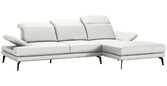 ECKSOFA in Echtleder Weiß  - Schwarz/Weiß, Design, Leder/Metall (288/184cm) - Novel