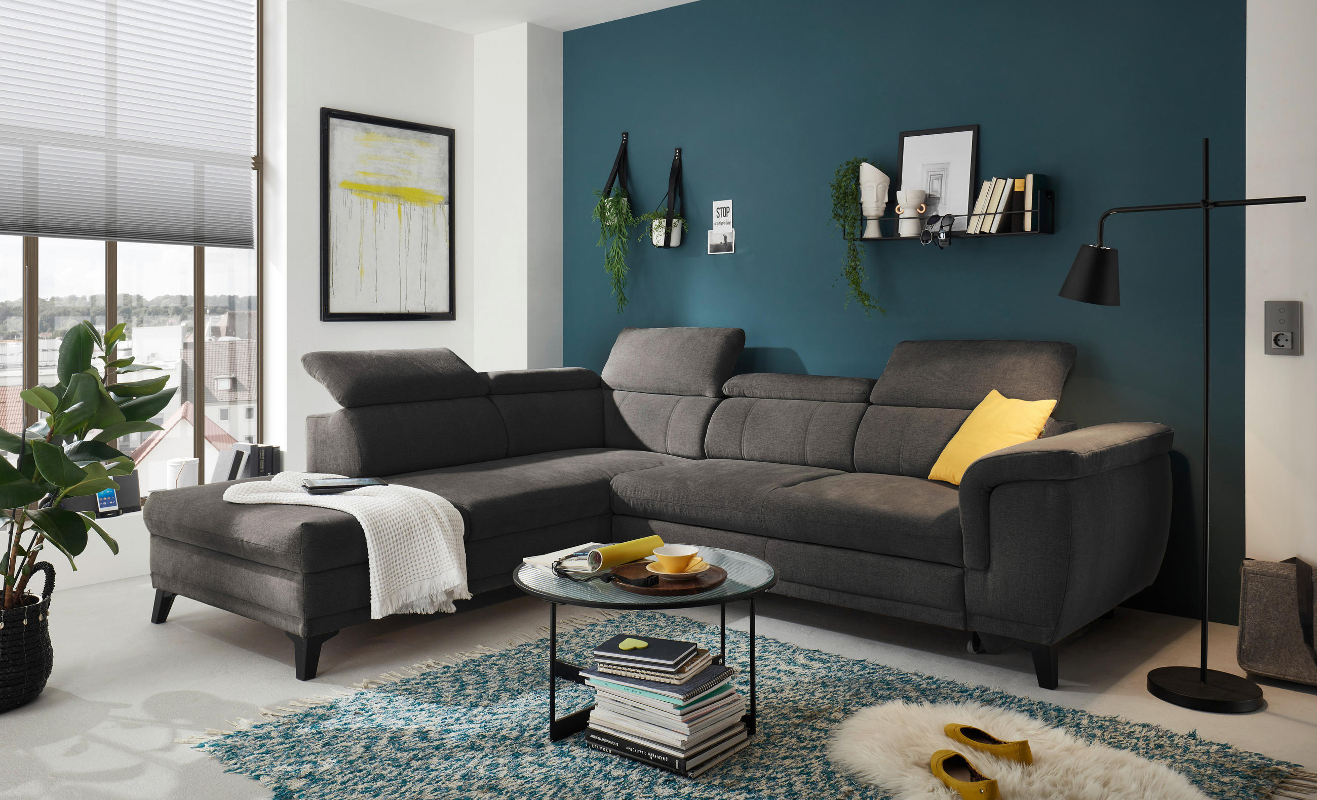 ECKSOFA Dunkelbraun Mikrovelours  - Dunkelbraun/Schwarz, KONVENTIONELL, Kunststoff/Textil (231/274cm) - Carryhome