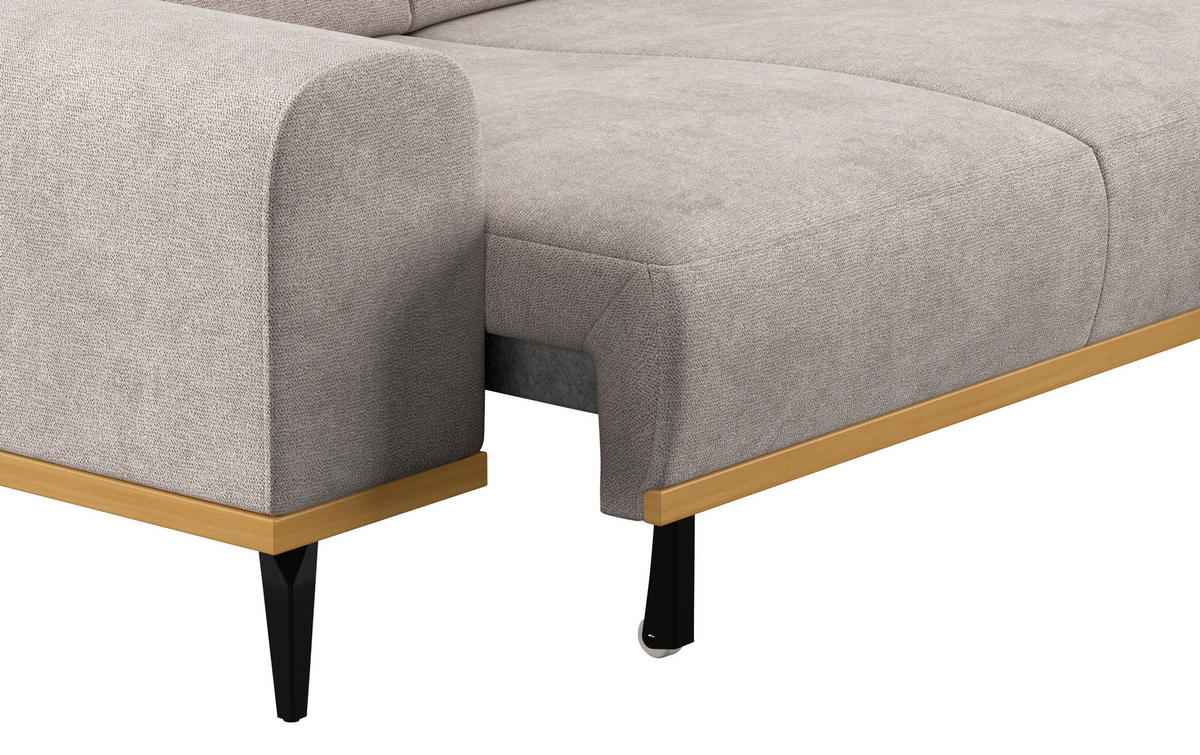 ECKSOFA Hellgrau Mikrofaser  - Hellgrau/Schwarz, KONVENTIONELL, Textil/Metall (244/157cm) - Cotta