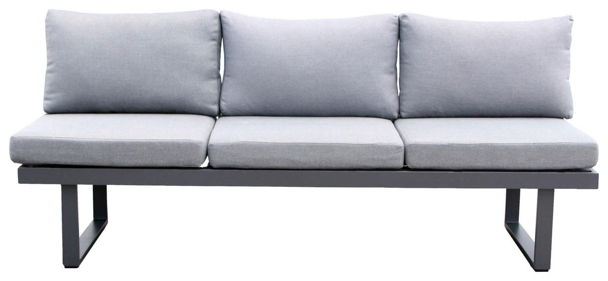 LOUNGEGARNITUR Aluminium  - Anthrazit/Grau, MODERN, Kunststoff/Metall (210/68/77/76cm) - Ambia Garden