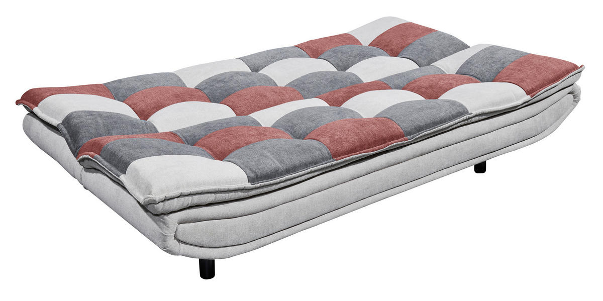 SCHLAFSOFA in Mikrovelours Silberfarben, Beere, Dunkelgrau  - Beere/Dunkelgrau, Basics, Kunststoff/Textil (188/90/89cm) - MID.YOU