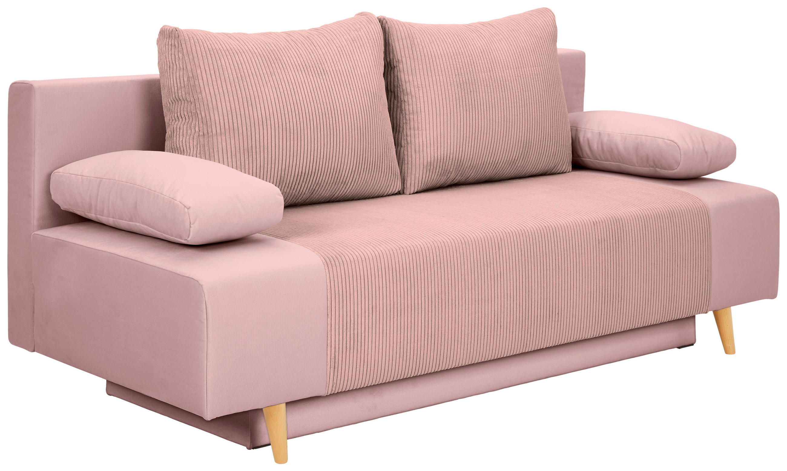 ZOFA S POSTELJNO FUNKCIJO,  roza tekstil  - roza/krem barve, Konvencionalno, tekstil/les (191/92/89cm) - Carryhome