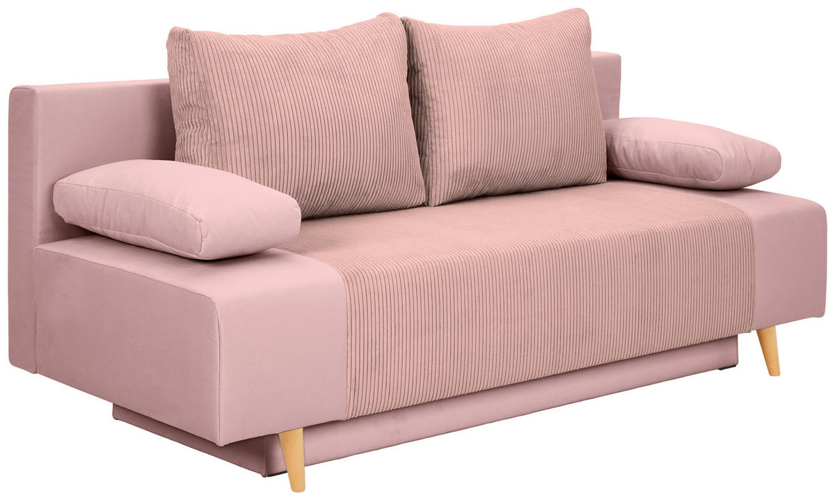 ZOFA S POSTELJNO FUNKCIJO,  roza tekstil  - roza/krem barve, Konvencionalno, tekstil/les (191/92/89cm) - Carryhome