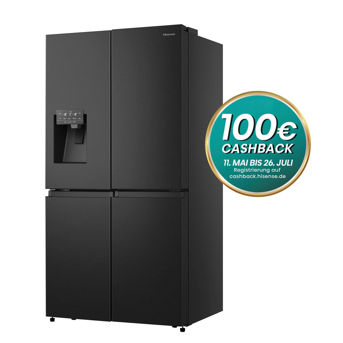 MULTI-DOOR 91,4/178,5/72,5 cm RQ760N4SBFE  - Schwarz, Basics, Glas/Kunststoff (91,4/178,5/72,5cm) - Hisense