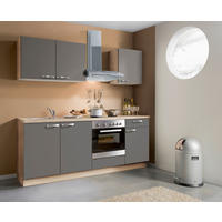 KÜCHENBLOCK 200 cm   in Anthrazit, Eichefarben  - Edelstahlfarben/Eichefarben, KONVENTIONELL, Holzwerkstoff/Metall (200cm) - Express