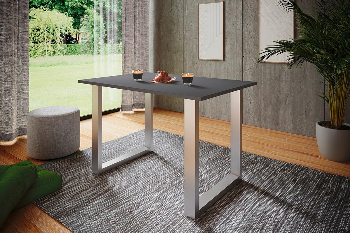 SCHREIBTISCH  in Anthrazit, Silberfarben  - Anthrazit/Silberfarben, Design, Holzwerkstoff/Metall (110/80/76cm) - MID.YOU