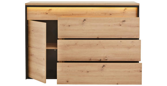 SIDEBOARD 130/90/41 cm  - Schwarz/Eiche Artisan, Design, Holzwerkstoff/Kunststoff (130/90/41cm) - Hom`in