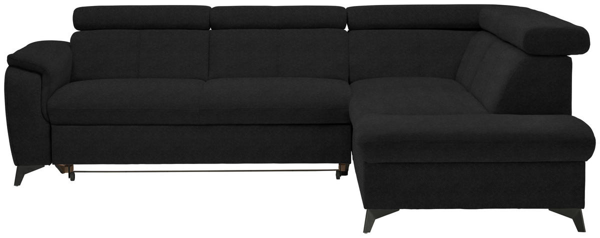 ECKSOFA in Webstoff Schwarz  - Schwarz, Design, Textil/Metall (260/203cm) - Stylife