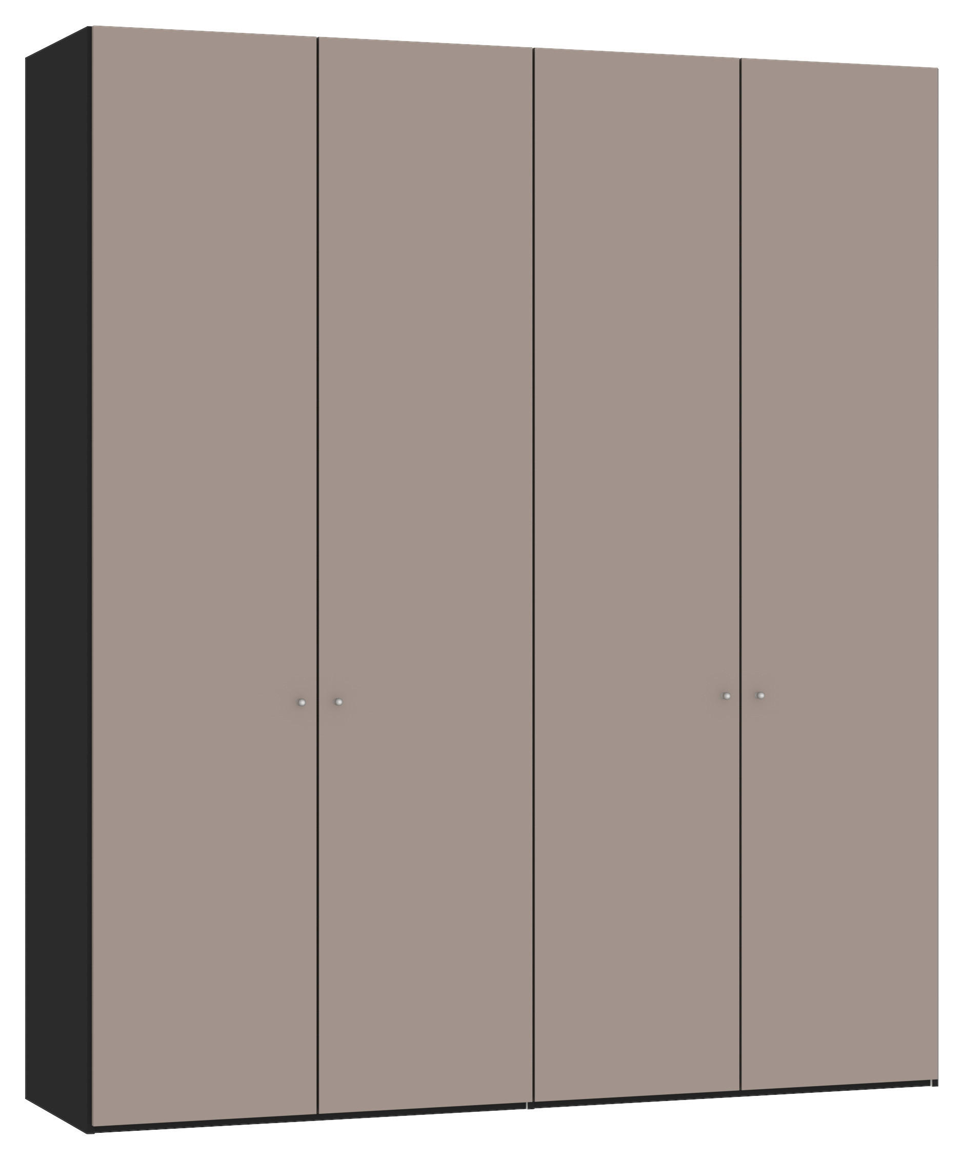DREHTÜRENSCHRANK 203/236/59 cm,  in Schwarz, Hellbraun, 4-türig  - Hellbraun/Silberfarben, Design, Holzwerkstoff/Metall (203/236/59cm) - Jutzler