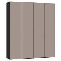 DREHTÜRENSCHRANK 203/236/59 cm,  in Schwarz, Hellbraun, 4-türig  - Hellbraun/Silberfarben, Design, Holzwerkstoff/Metall (203/236/59cm) - Jutzler