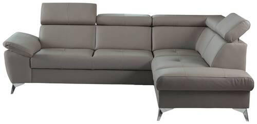 CANAPEA MODULARĂ piele nămol  - nămol/culoare crom, metal/piele (252/197cm) - Celina