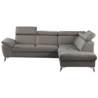 CANAPEA MODULARĂ piele nămol  - nămol/culoare crom, metal/piele (252/197cm) - Celina