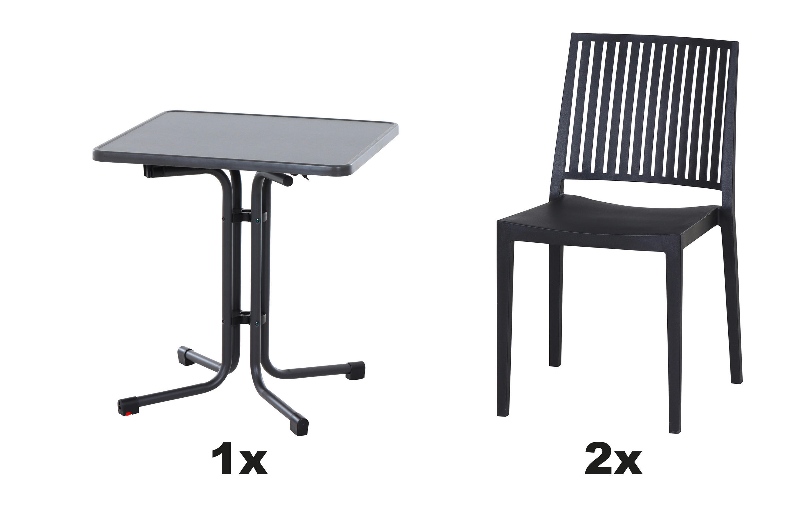 GARTENGARNITUR 3-teilig Stahl  - Anthrazit, Basics, Kunststoff/Metall (70/80/70cm) - Siena Garden