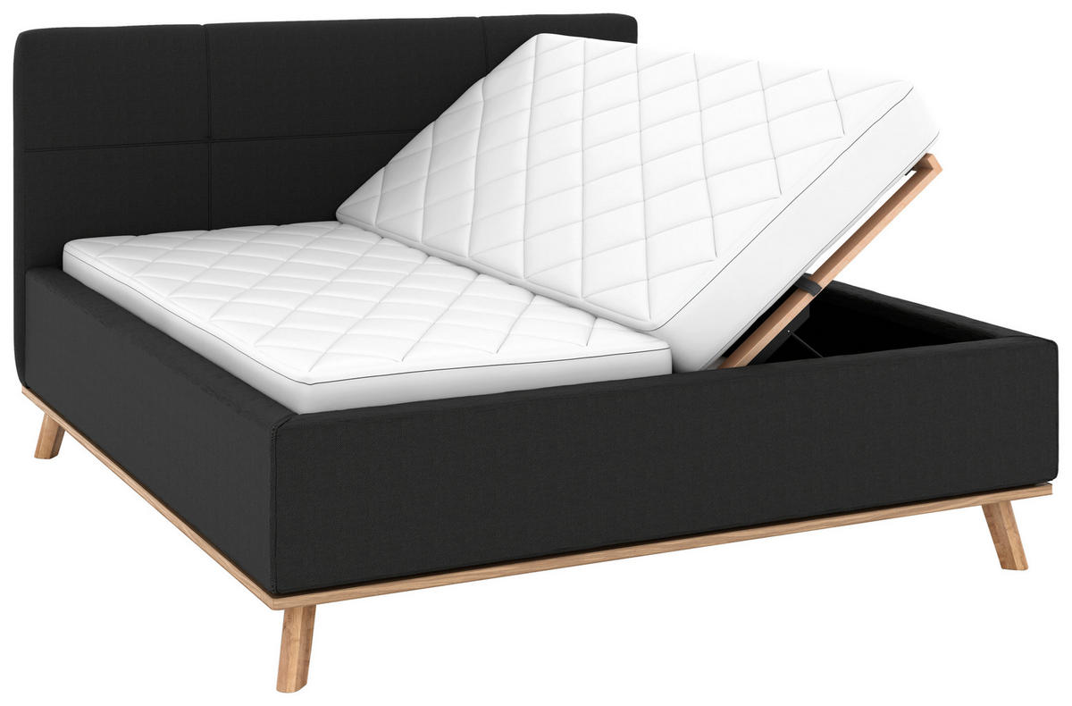 POLSTERBETT Matratze, Lattenrost, Bettkasten 180/200 cm  in Anthrazit  - Eichefarben/Anthrazit, Design, Holz/Textil (180/200cm) - Musterring