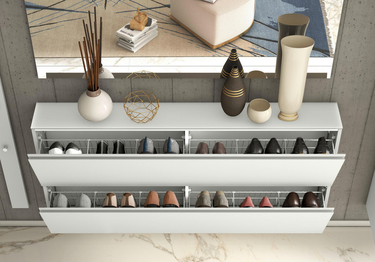 GARDEROBE 4-teilig  in 170/185/33 cm  - Weiss, Design, Glas/Holzwerkstoff (170/185/33cm) - Moderano