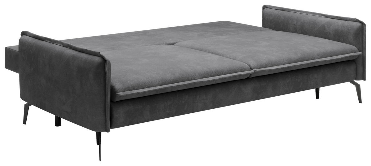 SCHLAFSOFA Chenille Graphitfarben  - Schwarz/Graphitfarben, KONVENTIONELL, Textil/Metall (223/89/107cm) - Carryhome
