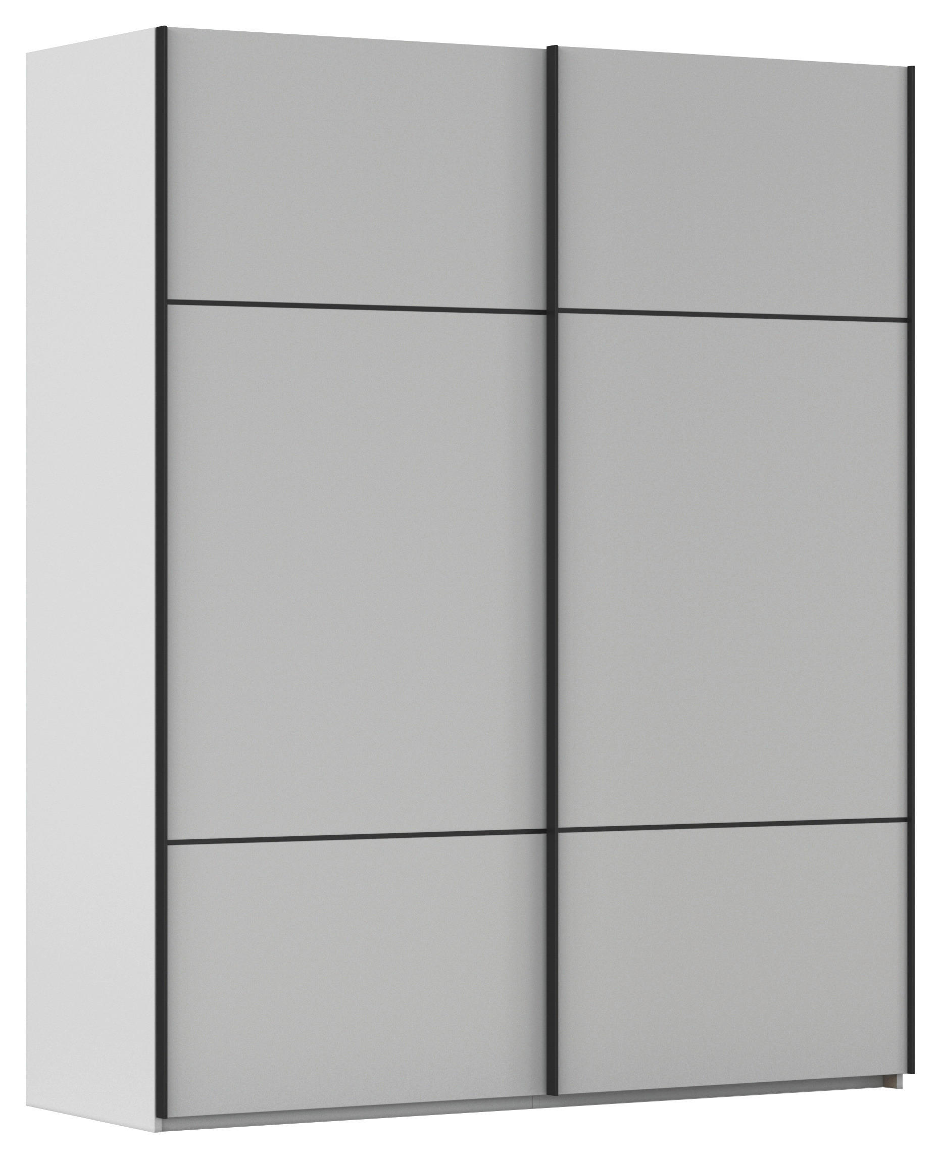 SCHWEBETÜRENSCHRANK 201/223/68 cm,  in Grau, 2 Tür(en)  - Schwarz/Grau, KONVENTIONELL, Holzwerkstoff/Metall (201/223/68cm) - Novel