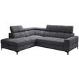 ECKSOFA in Struktur Dunkelgrau  - Dunkelgrau/Schwarz, MODERN, Textil/Metall (212/254cm) - Carryhome