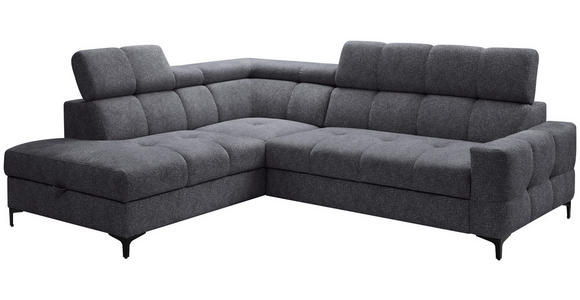 ECKSOFA in Struktur Dunkelgrau  - Dunkelgrau/Schwarz, MODERN, Textil/Metall (212/254cm) - Carryhome