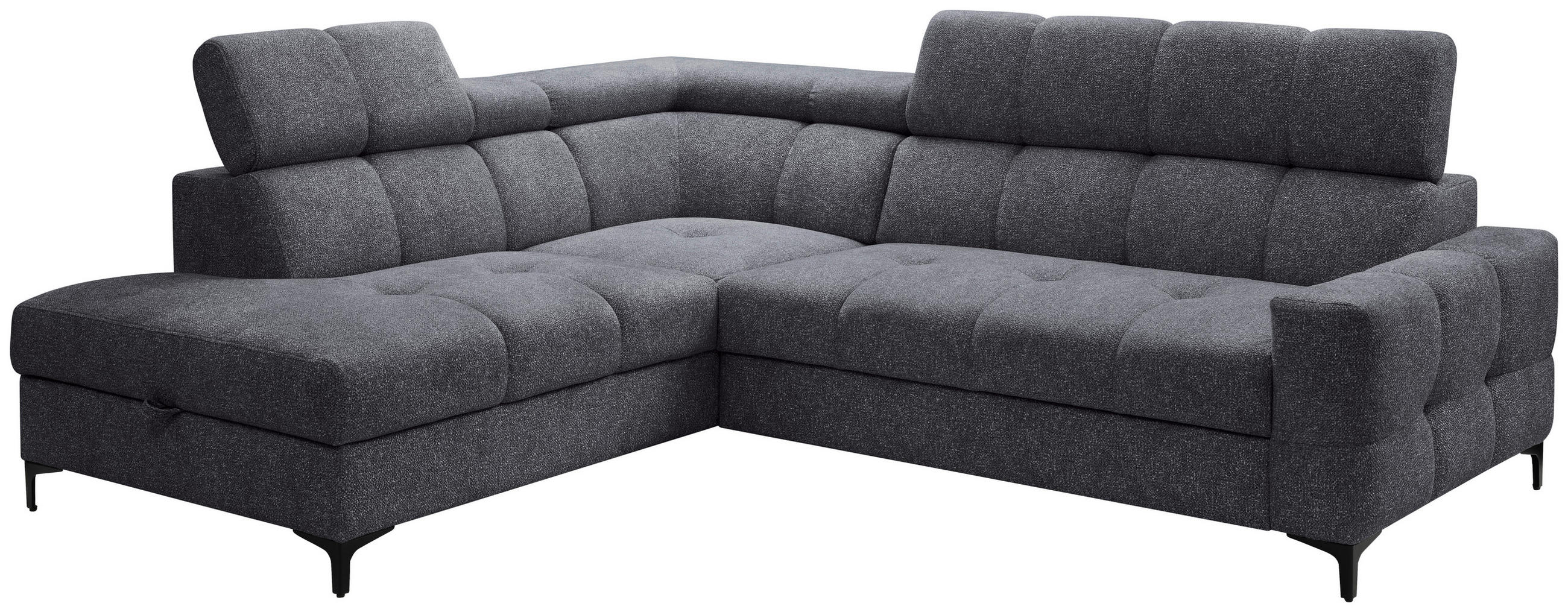ECKSOFA in Struktur Dunkelgrau  - Dunkelgrau/Schwarz, Modern, Textil/Metall (212/254cm) - Carryhome