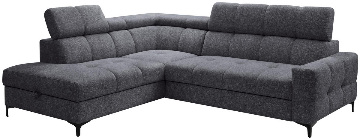 ECKSOFA in Struktur Dunkelgrau  - Dunkelgrau/Schwarz, Modern, Textil/Metall (212/254cm) - Carryhome