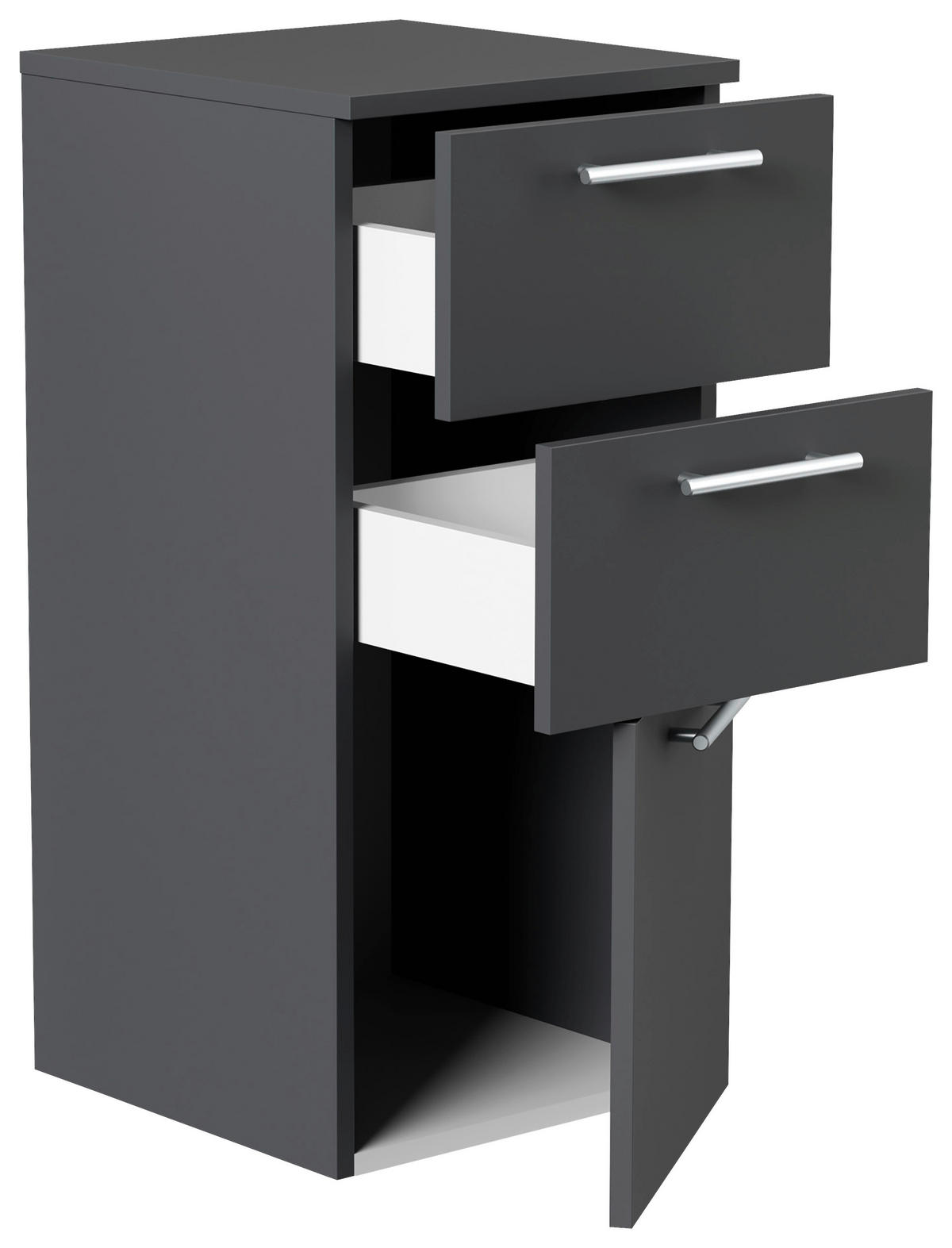 MIDISCHRANK 35,2/75/36,8 cm  - Graphitfarben, Basics, Holzwerkstoff/Metall (35,2/75/36,8cm) - MID.YOU