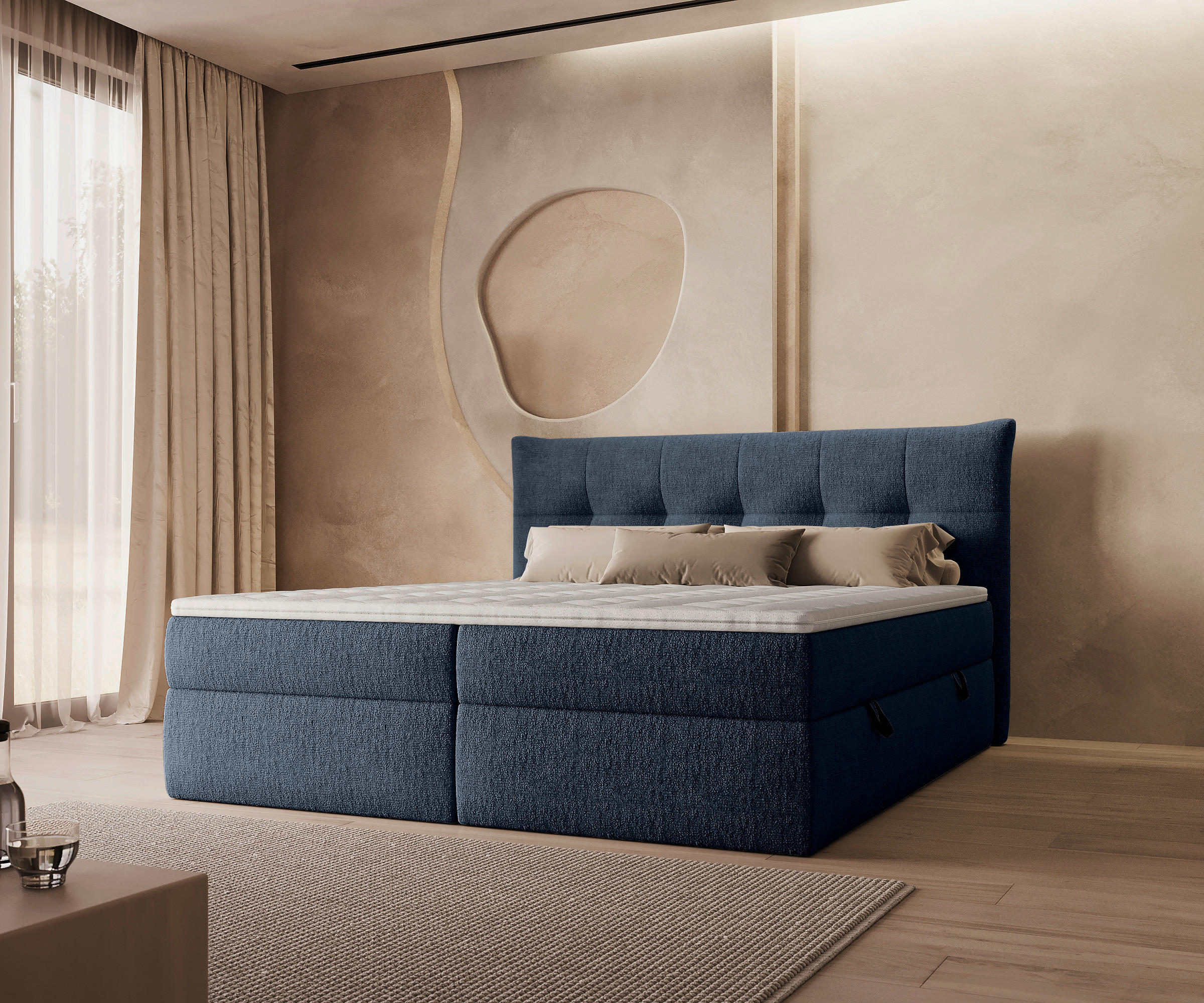BOXBETT 140/200 cm  in Blau  - Blau/Schwarz, MODERN, Holz/Holzwerkstoff (140/200cm) - Boxxx