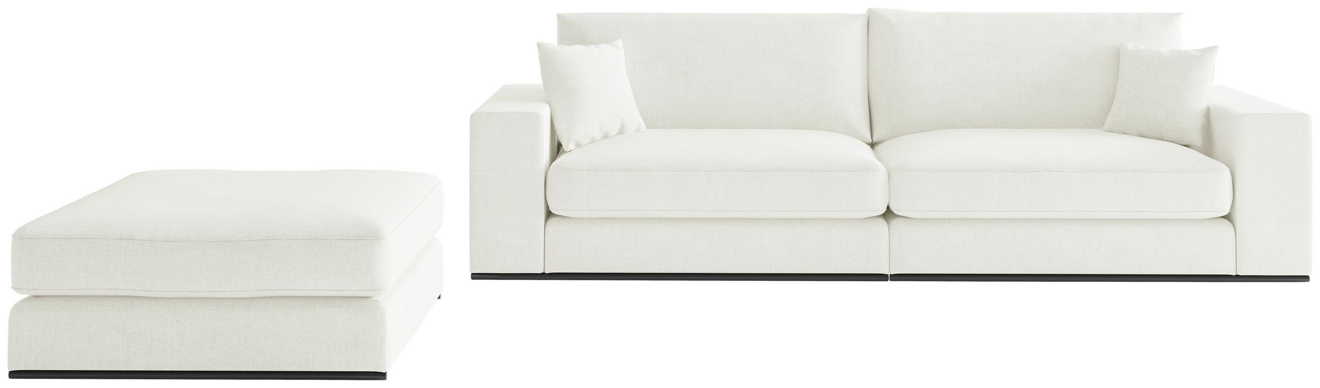 SITZGARNITUR in Webstoff Creme  - Creme/Schwarz, Design, Holz/Textil (278/85/103cm) - Livetastic