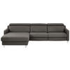 ECKSOFA in Echtleder Graubraun  - Chromfarben/Graubraun, Design, Leder/Metall (176/291cm) - Valdera