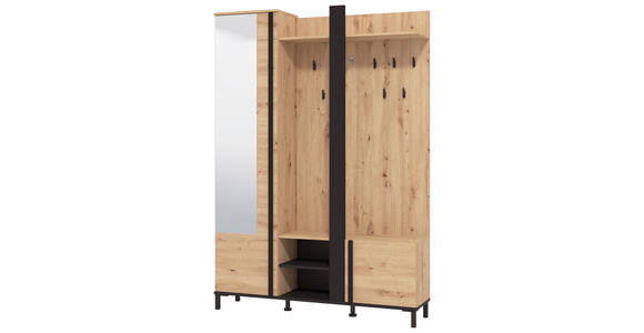GARDEROBE  in 134,5/192,6/33,2 cm  - Schwarz/Eiche Artisan, Basics, Holzwerkstoff (134,5/192,6/33,2cm) - Carryhome