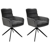ARMLEHNSTUHL-SET 2 Stück  in Stahl Cord  - Dunkelgrau/Schwarz, Design, Textil/Metall (58/88/64cm) - MID.YOU