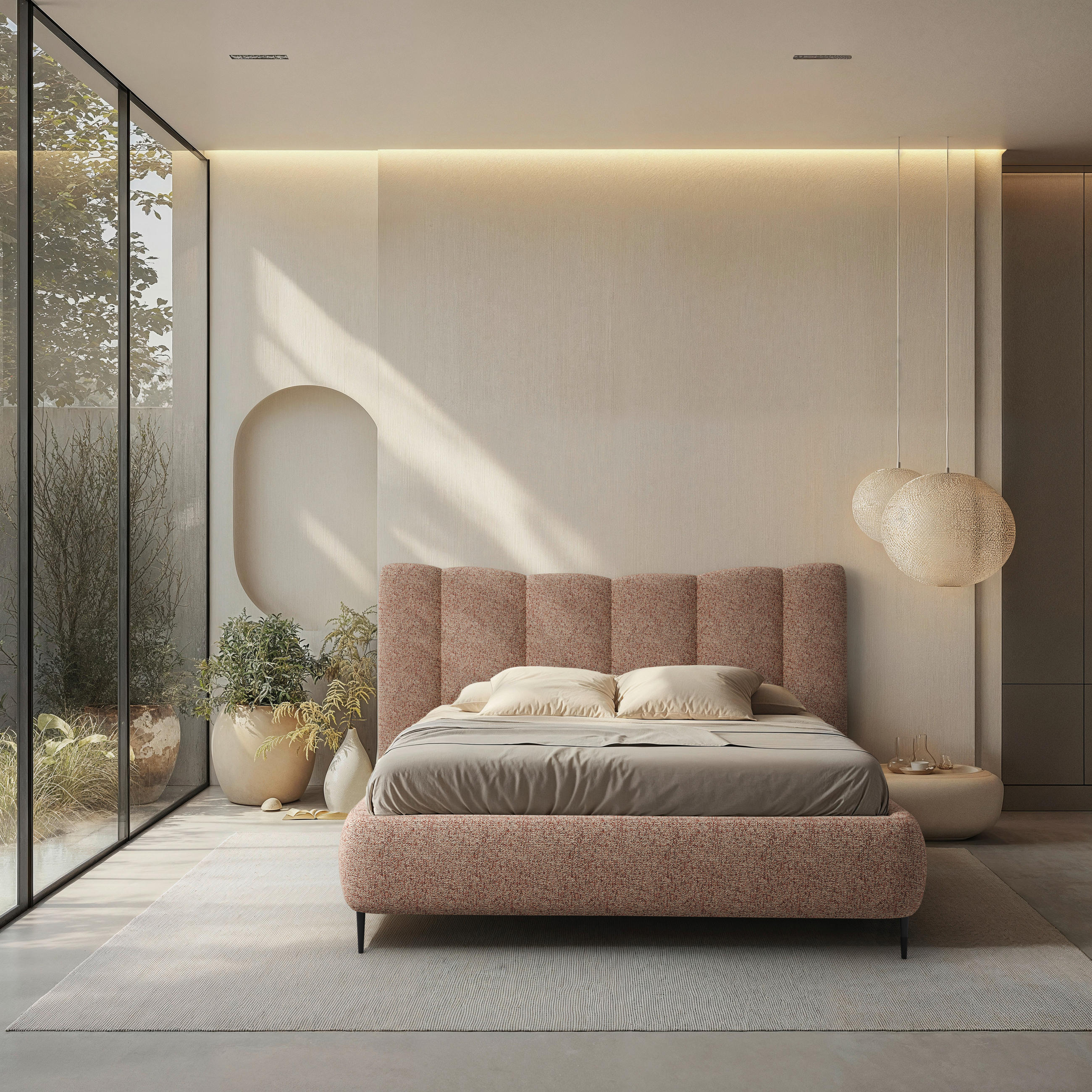 POLSTERBETT gepolstertes Kopfteil, Lattenrost, Bettkasten 160/200 cm  in Rosa  - Rosa, MODERN, Holz/Textil (160/200cm) - MID.YOU
