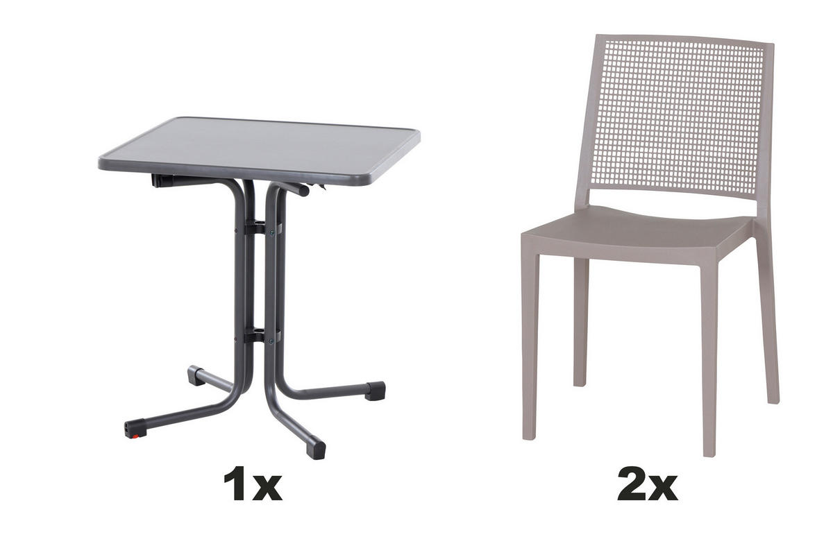 GARTENGARNITUR 5-teilig  - Anthrazit, Basics, Holzwerkstoff/Kunststoff (90/80/138cm) - Siena Garden