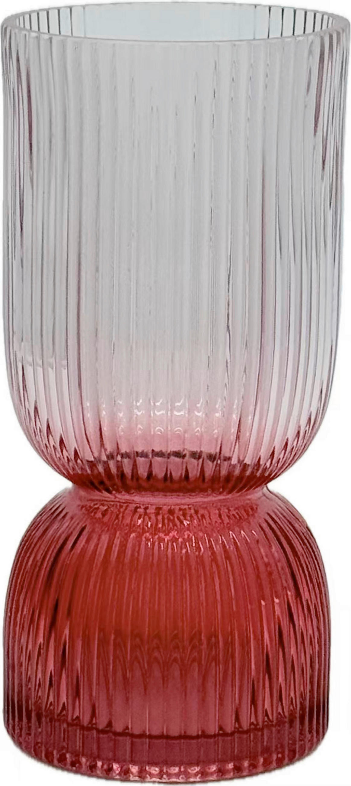 VASE 18 cm  - Weiß Hochglanz/Rot, Basics, Glas (10/22cm)