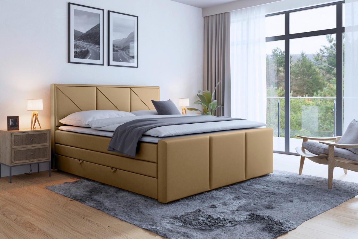BOXSPRINGBETT 180/200 cm  in Beige  - Beige, Modern, Holz/Kunststoff (180/200cm) - MID.YOU