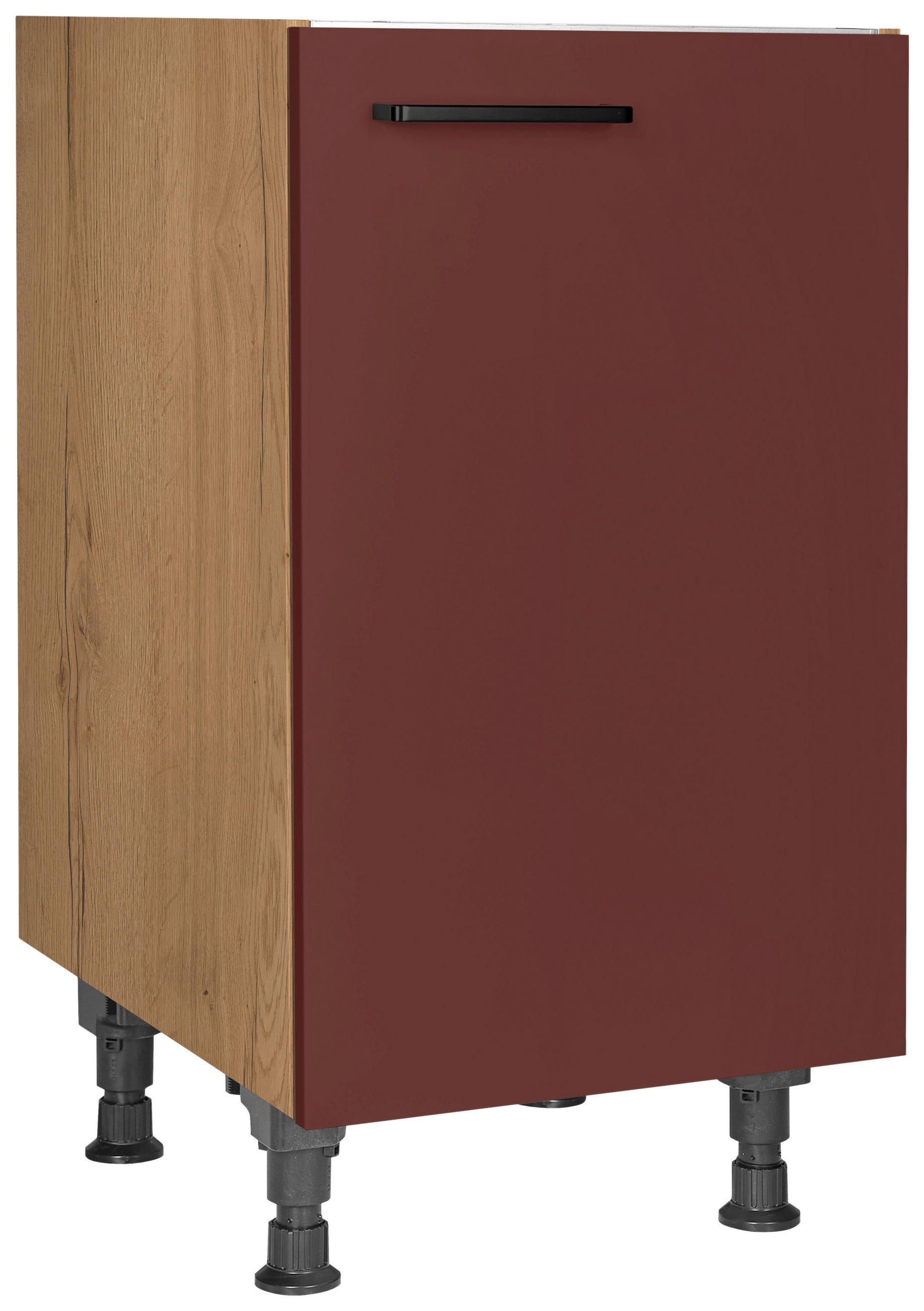 SPÜLENUNTERSCHRANK 45,0/87,0/56,0 cm  in Rot, Eichefarben  - Eichefarben/Rot, MODERN, Holzwerkstoff/Metall (45,0/87,0/56,0cm) - Nobilia