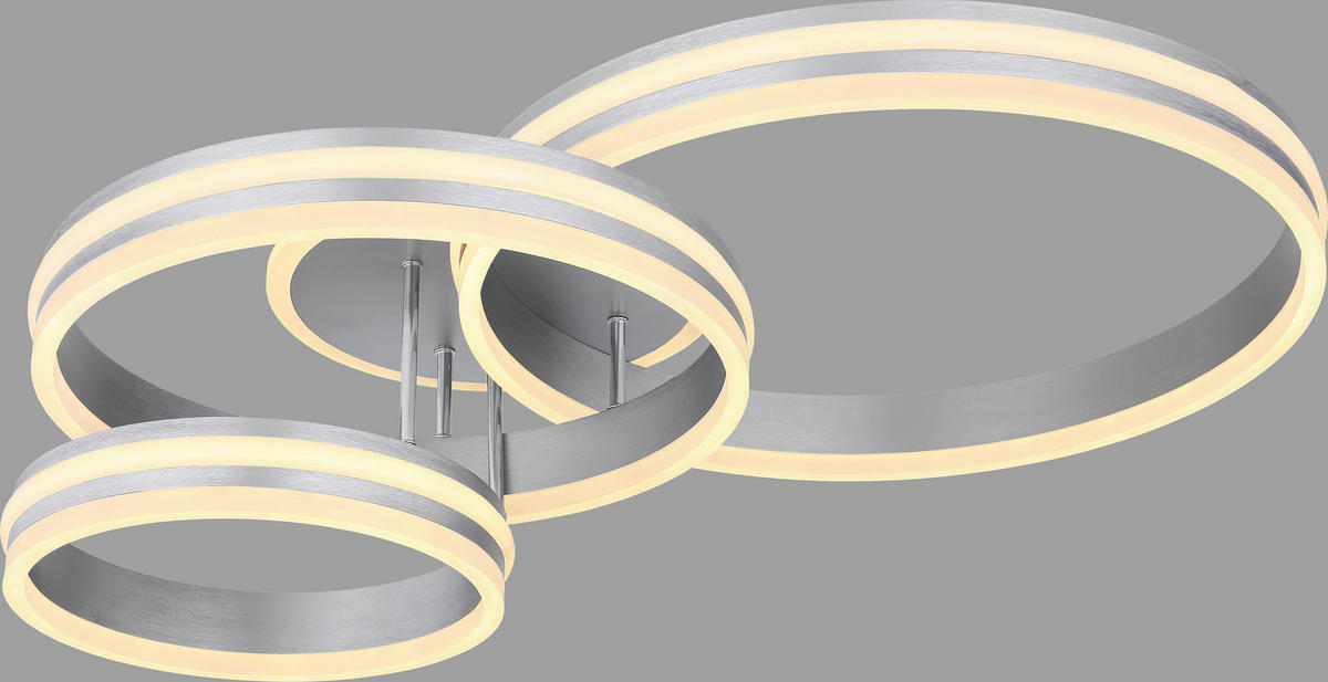 STROPNÍ LED SVÍTIDLO, 80/60/20 cm - šedá/opál, Design, kov/plast (80/60/20cm) - Novel