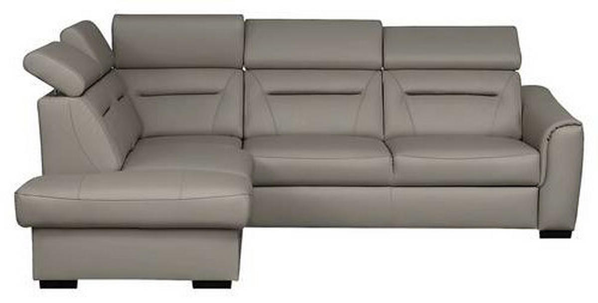 ECKSOFA  in Lederlook Echtleder Schlammfarben  - Wengefarben/Schlammfarben, Design, Leder/Holz (212/260cm) - Celina Home