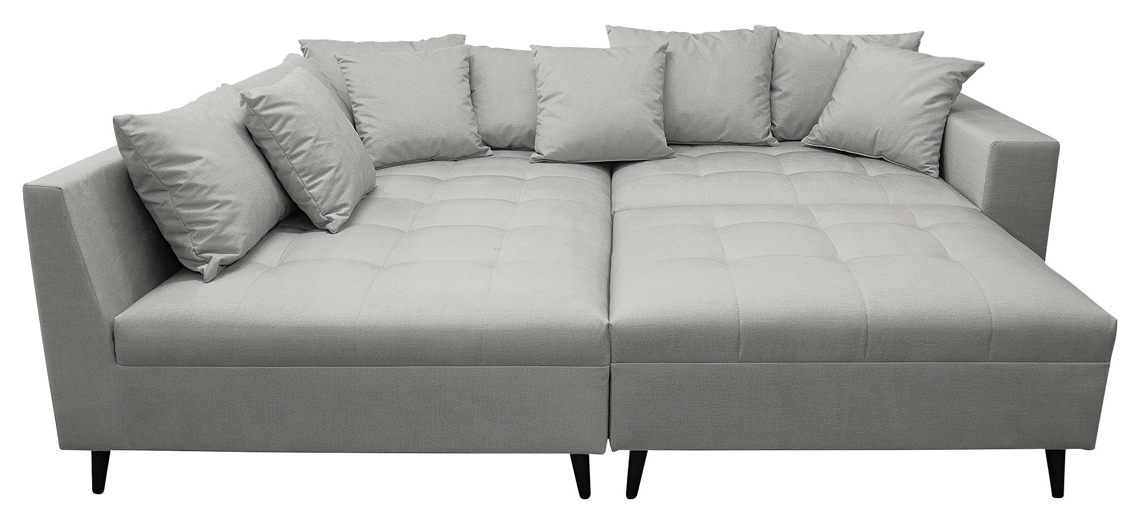Ecksofa inkl. Hocker Grau Mikrofaser  - Schwarz/Grau, Design, Holz/Textil (174/247cm) - MID.YOU