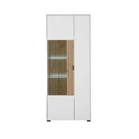 VITRINE in Eichefarben, Weiß  - Eichefarben/Schwarz, Design, Glas/Holzwerkstoff (75/180/38cm) - MID.YOU
