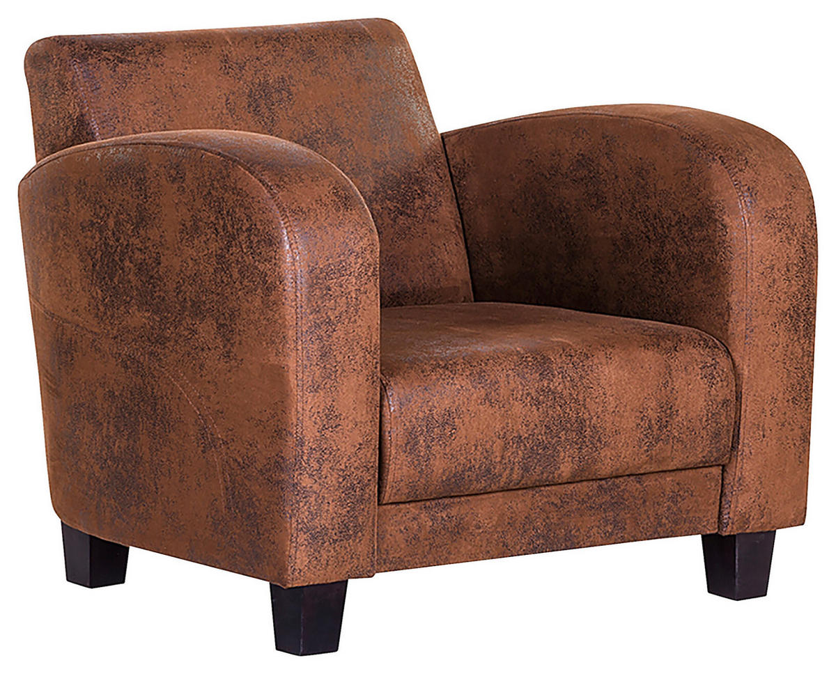 SITZGARNITUR in Lederlook Braun  - Dunkelbraun/Braun, Design, Textil (92/80/89cm) - Livetastic
