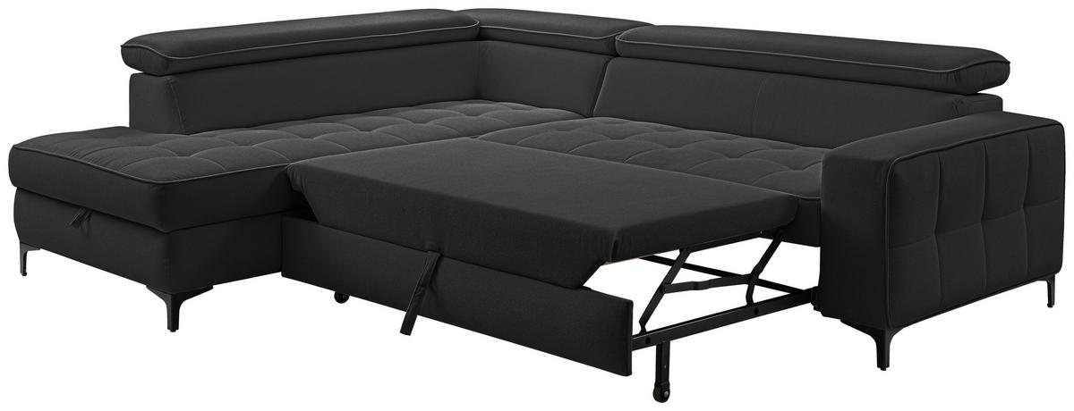 ECKSOFA  in Struktur Anthrazit  203/251 cm  - Anthrazit/Schwarz, Design, Textil/Metall (203/251cm) - MID.YOU