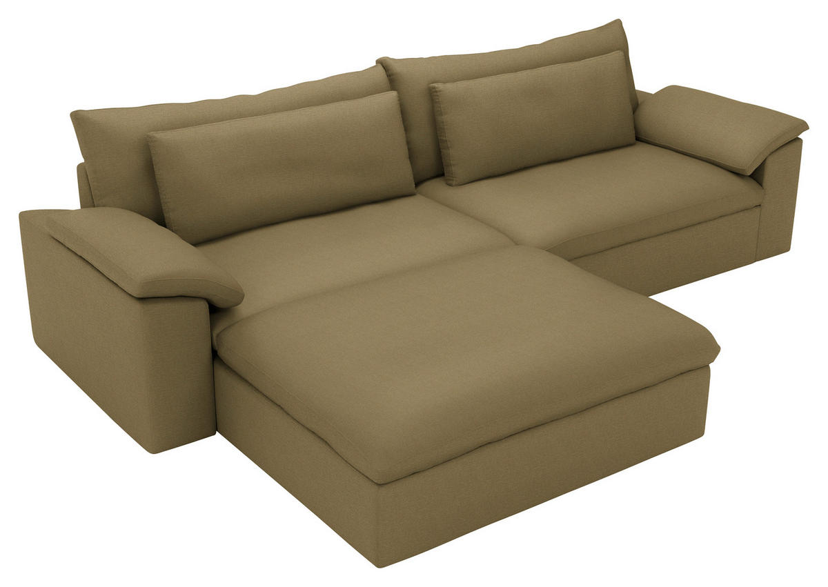 ECKSOFA  Chenille Schilfgrün  - Schilfgrün/Schwarz, Modern, Kunststoff/Textil (198/306cm) - Carryhome