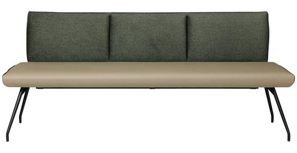 SITZBANK 140/88/62 cm  in Grün, Olivgrün  - Schwarz/Olivgrün, Design, Textil/Metall (140/88/62cm) - Moderano