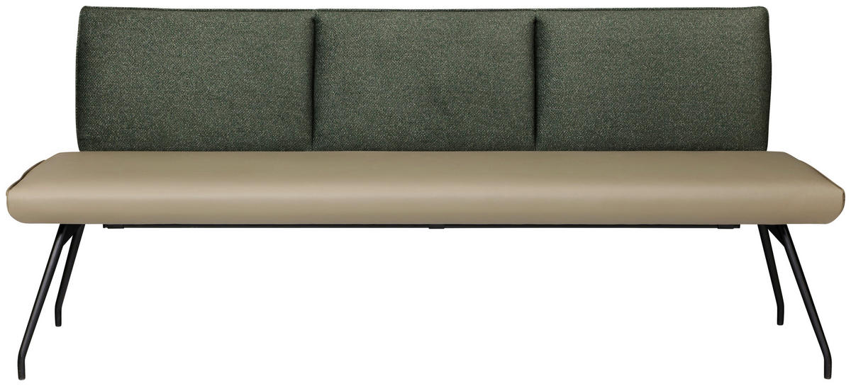 SITZBANK 200/88/62 cm  in Grün, Olivgrün  - Schwarz/Olivgrün, Design, Textil/Metall (200/88/62cm) - Moderano