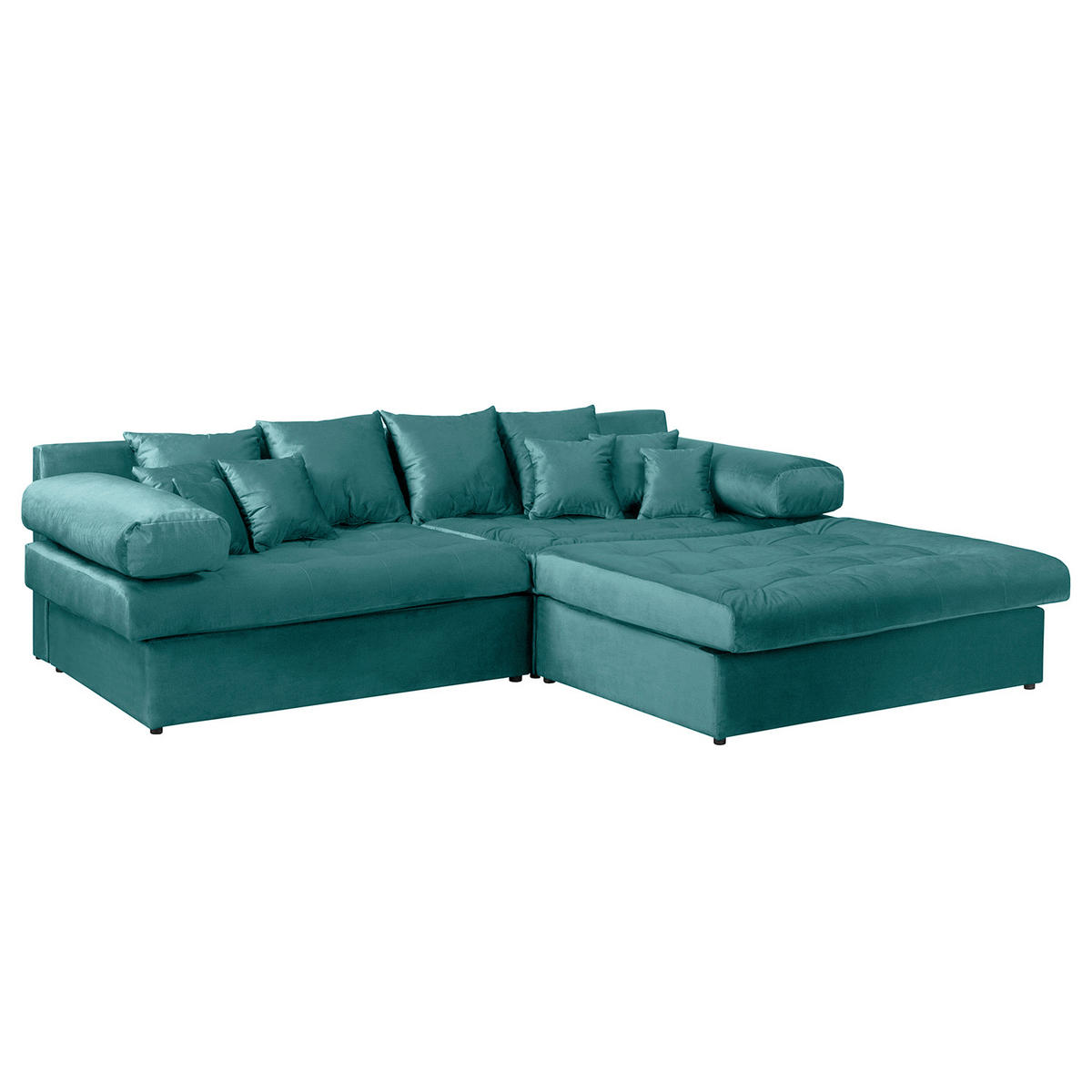 ECKSOFA Velours Blau  - Blau/Schwarz, Design, Kunststoff/Textil (284/243cm) - P & B
