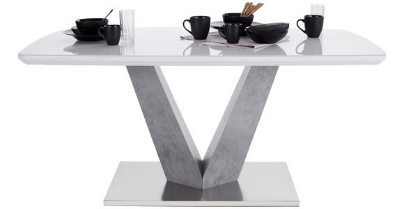 Esstisch Nizza 160 - Edelstahlfarben/Weiß, MODERN, Glas/Holzwerkstoff (160/76/90cm) - Luca Bessoni