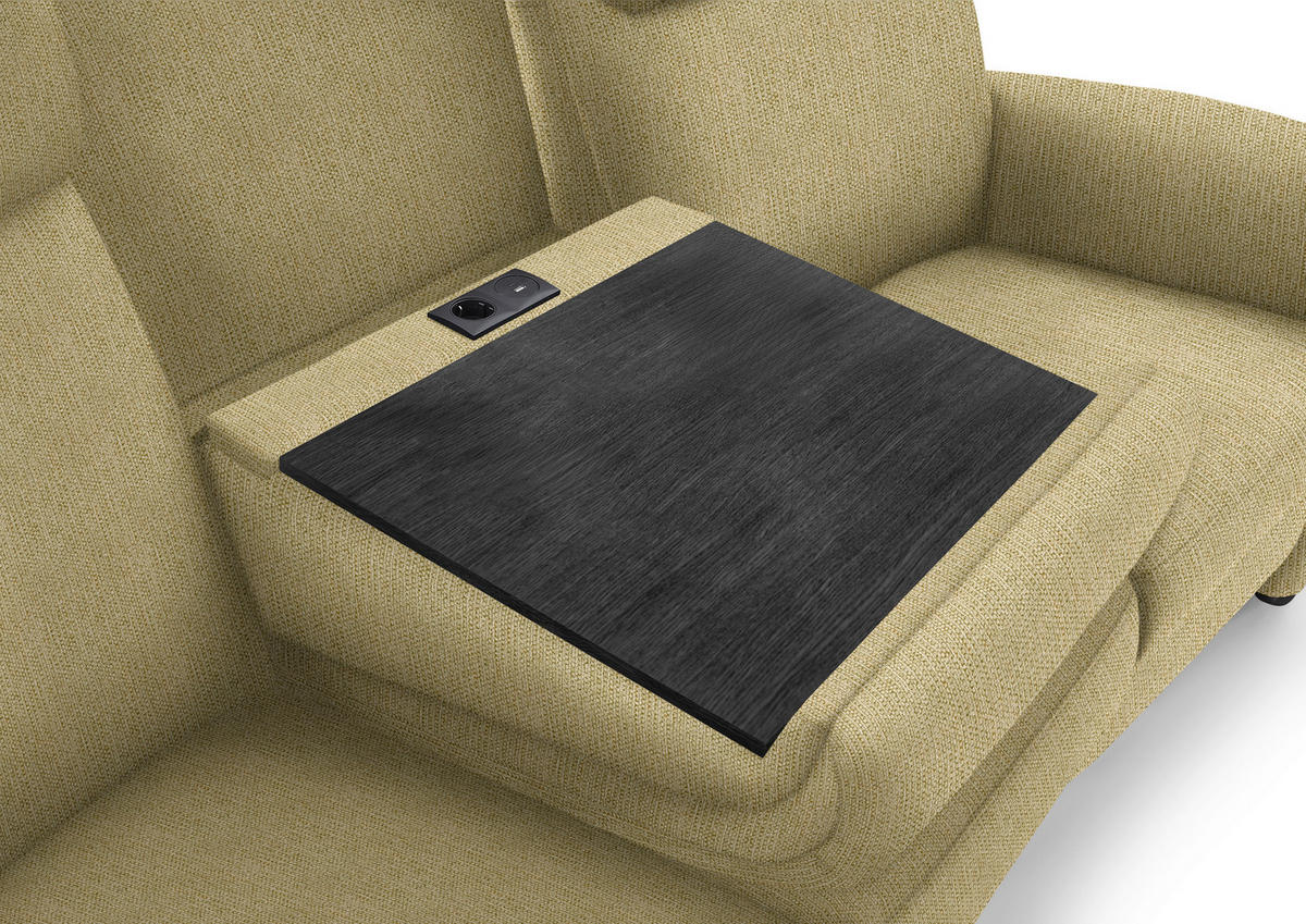 TRAPEZSOFA in Flachgewebe Gelb, Hellgrün  - Gelb/Schwarz, Konventionell, Textil/Metall (219/107/97cm) - Pure Home Comfort