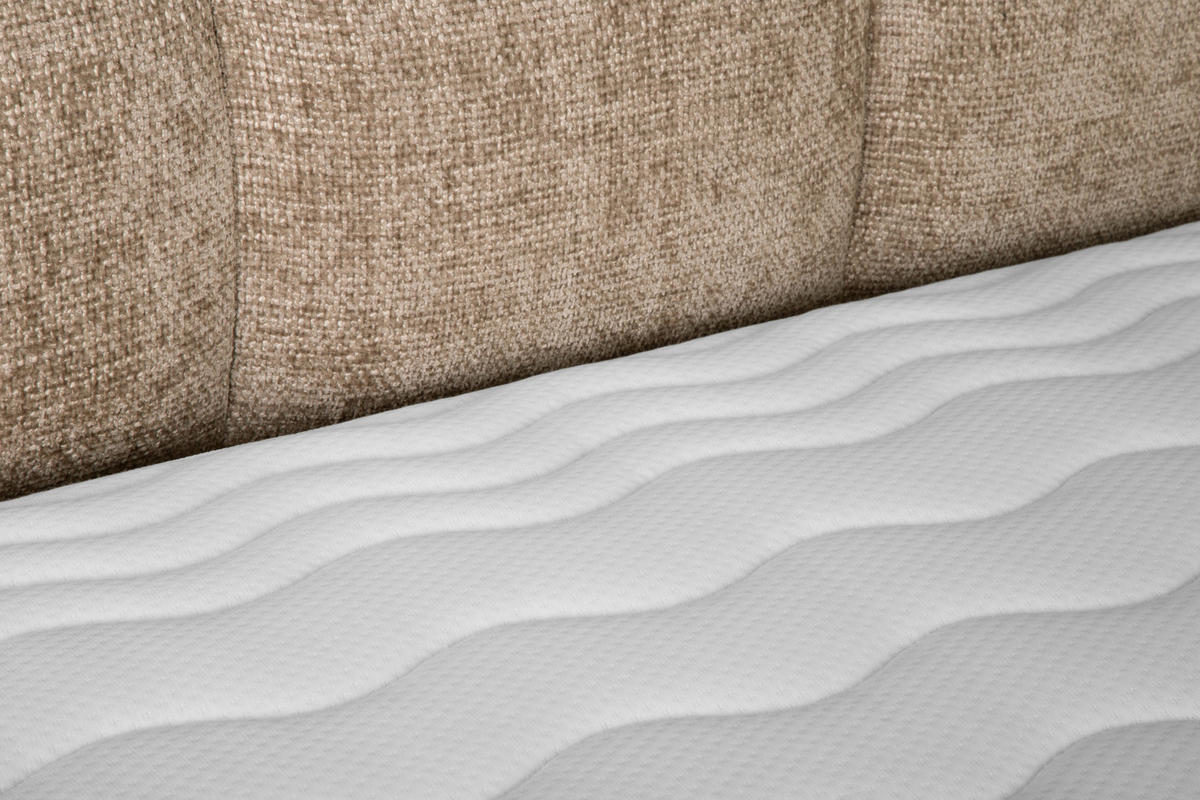 KONTINENTALSÄNG 180/200 cm  i beige  - vit/beige, Klassisk, trä/textil (180/200cm) - Visionight